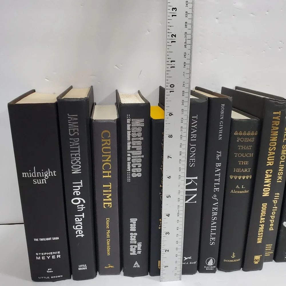 Shelf Staging Library Modern Decorative Black Silver Hardcover Books Set Lot 12